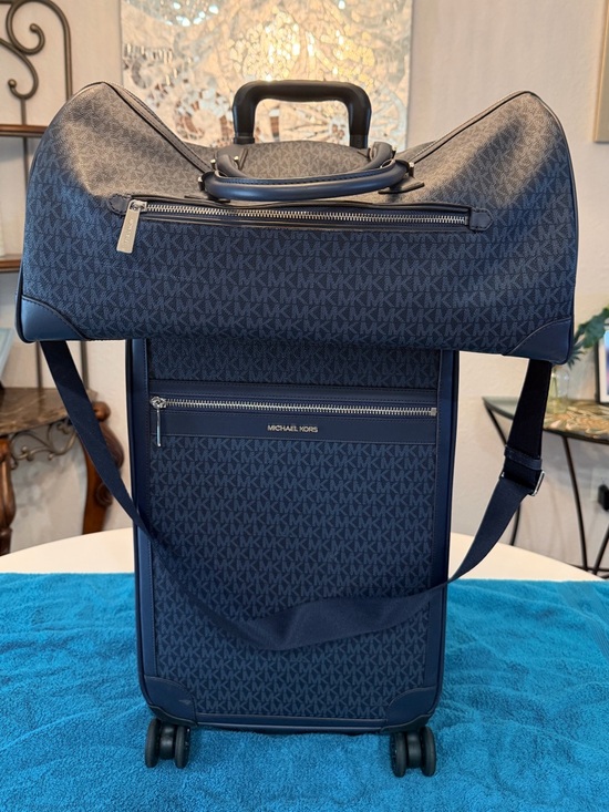 Michael Kors Other - Michael Kors Navy MK Monogram Rolling Duffel and Carry-On Set